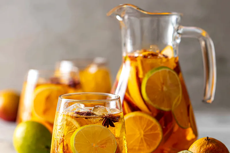 Apple Cider Sangria being poured into a glass