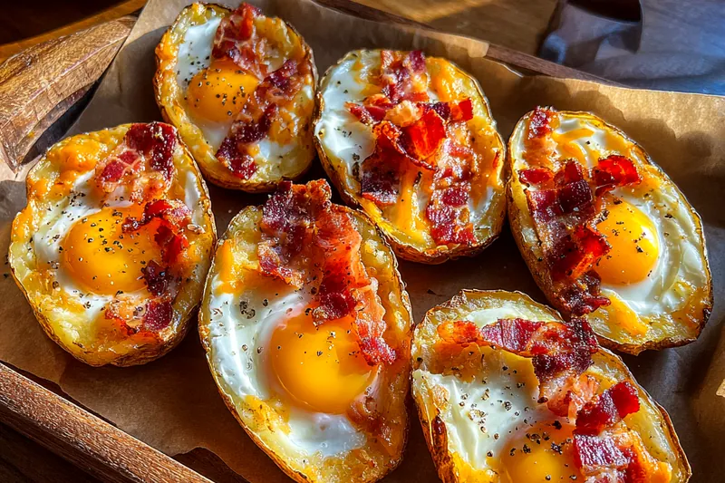 Fresh ingredients for Baked Egg Potato Skins