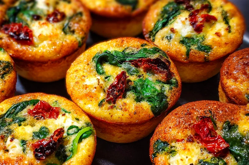 Fresh ingredients for Baked Spinach Tomato Muffins