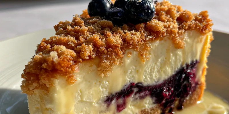 Delicious Blueberry Crumble Cheesecake