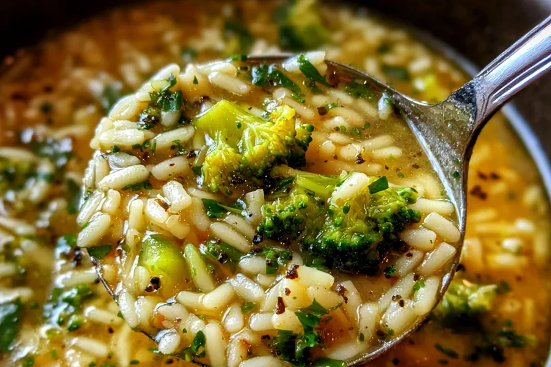 Cooking process for Broccoli Orzo Soup