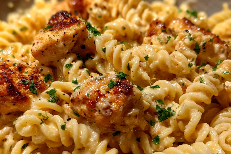 Cooking process for Cajun Garlic Chicken Pasta