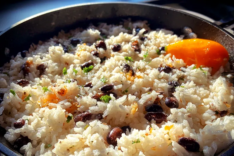 Cooking process for Caribbean Coconut Rice Beans