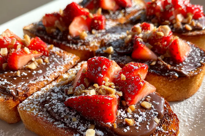 Cooking process for Chocolate Strawberry Toast Delight