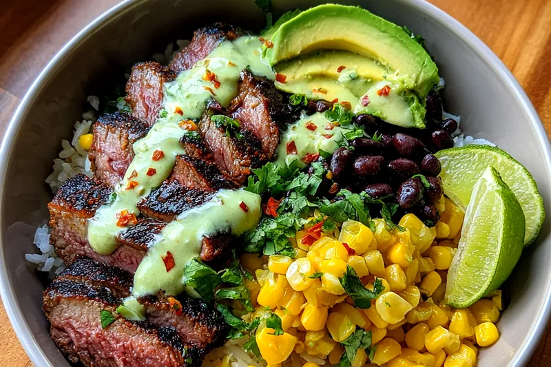 Fresh ingredients for Cilantro Lime Steak Bowl