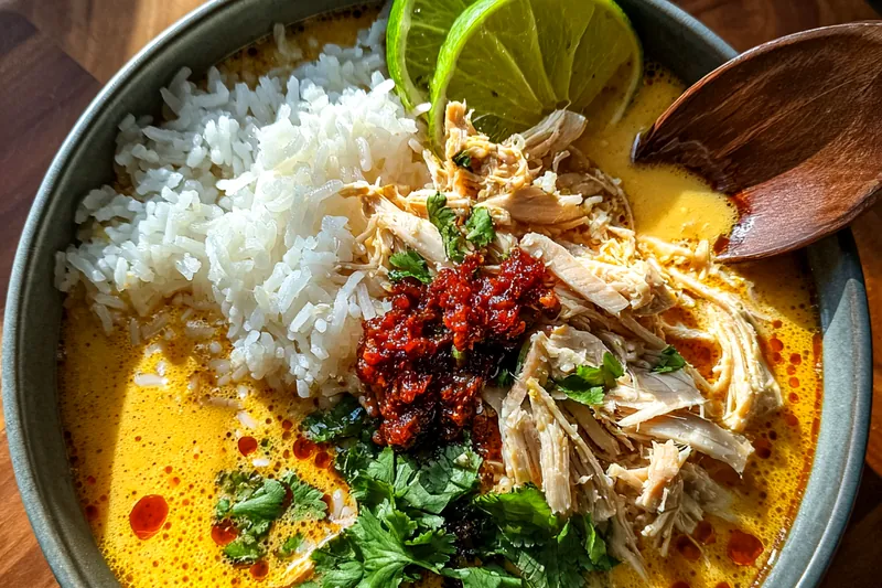 Fresh ingredients for Coconut Chicken Broth Bowl