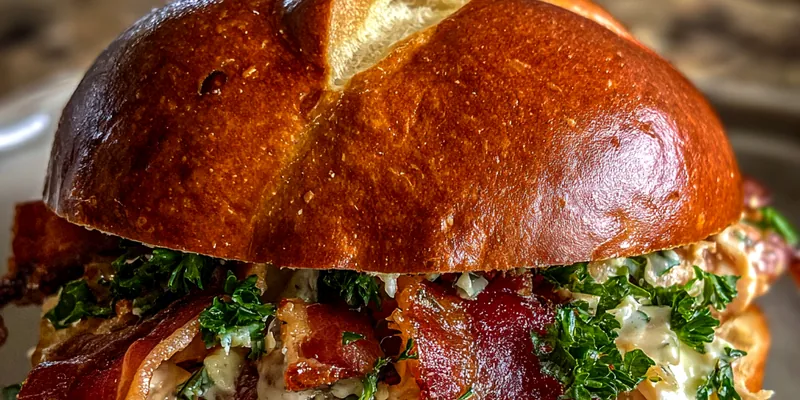 Creamy Bacon Ranch Chicken on Pretzel Buns