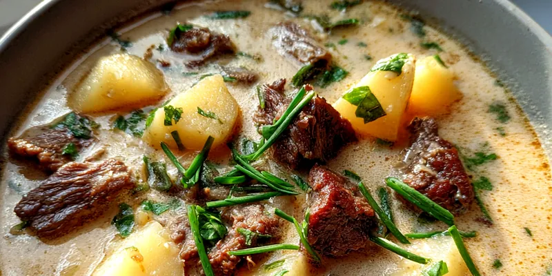 Delicious Creamy Beef Potato Delight served on a plate