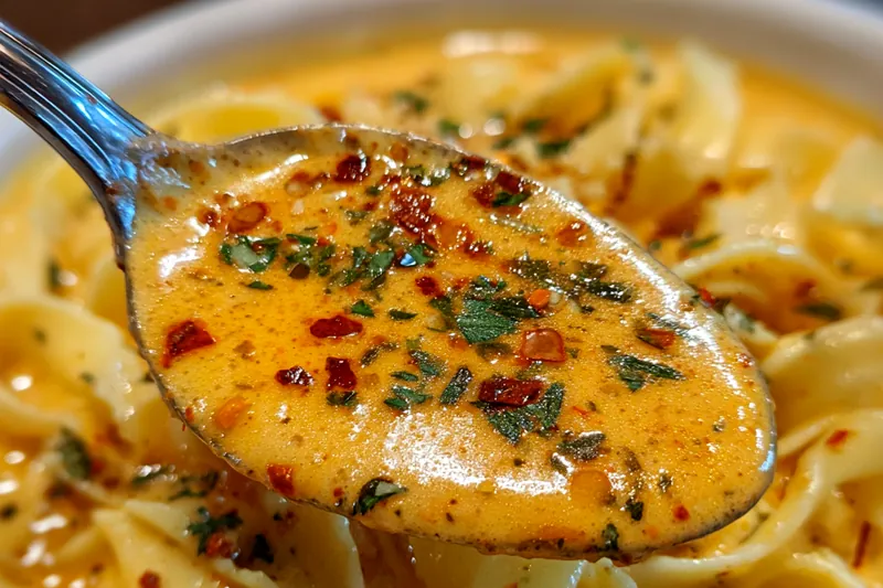 A setup of fresh ingredients for Creamy Cajun Alfredo Sauce, including spices, cream, and cheese.
