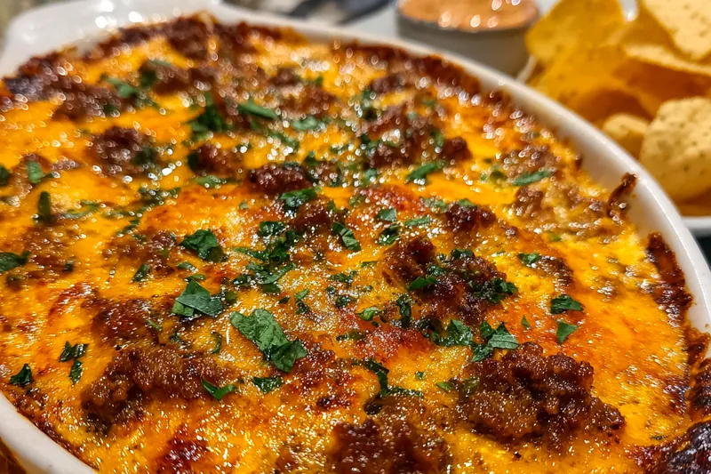 Cooking process for Creamy Cheesy Meat Dip