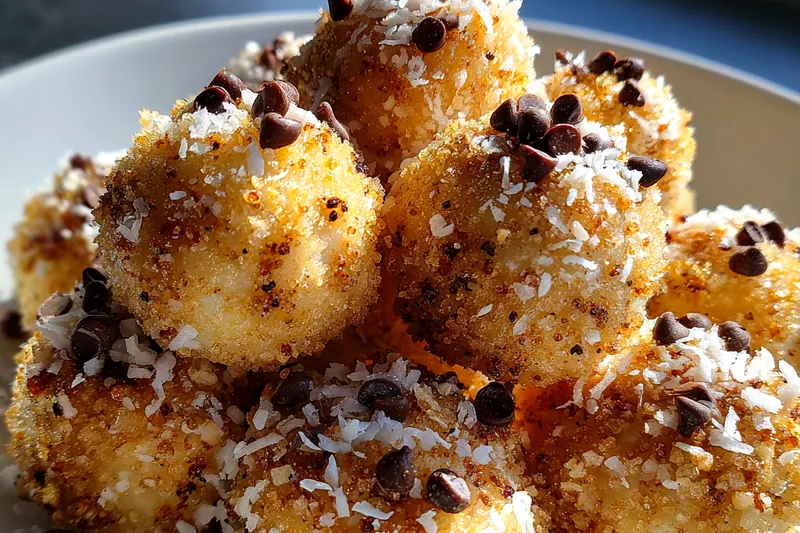 An assortment of ingredients for Creamy Coconut Dessert Balls laid out on a kitchen counter.