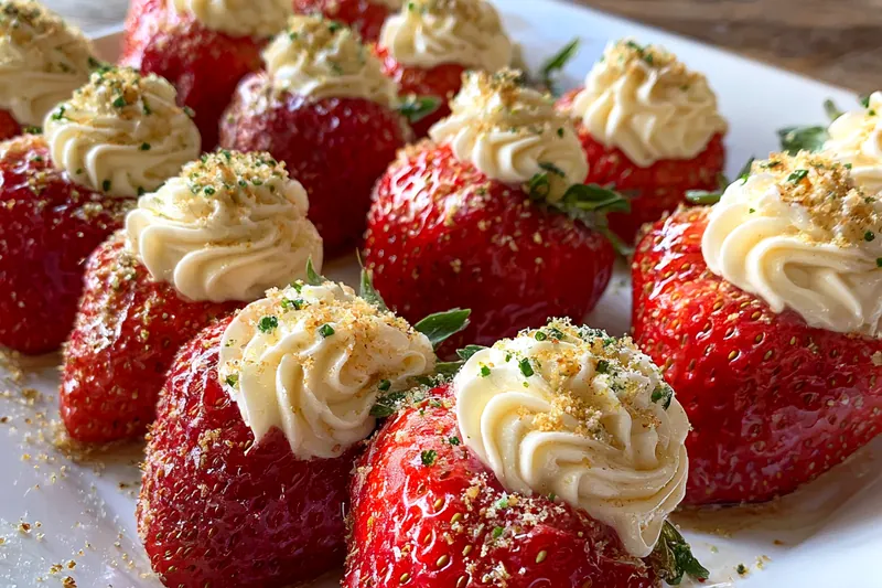 Fresh ingredients for Creamy Filled Strawberries