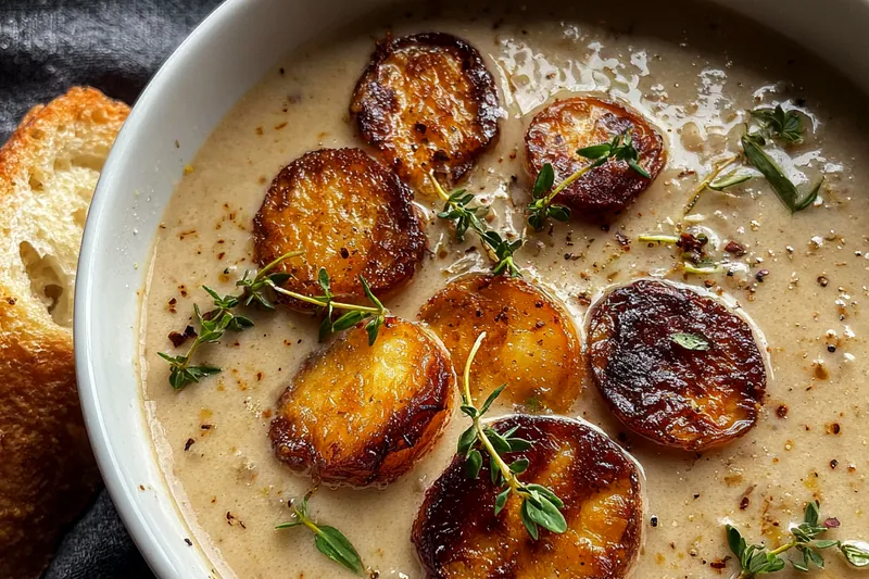 Cooking process for Creamy Garlic Soup