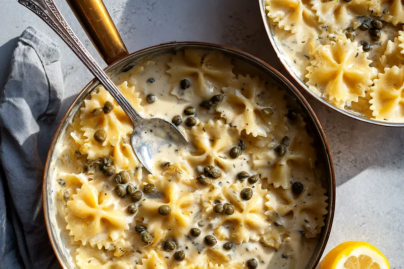 Fresh ingredients for Creamy Lemon Caper Pasta
