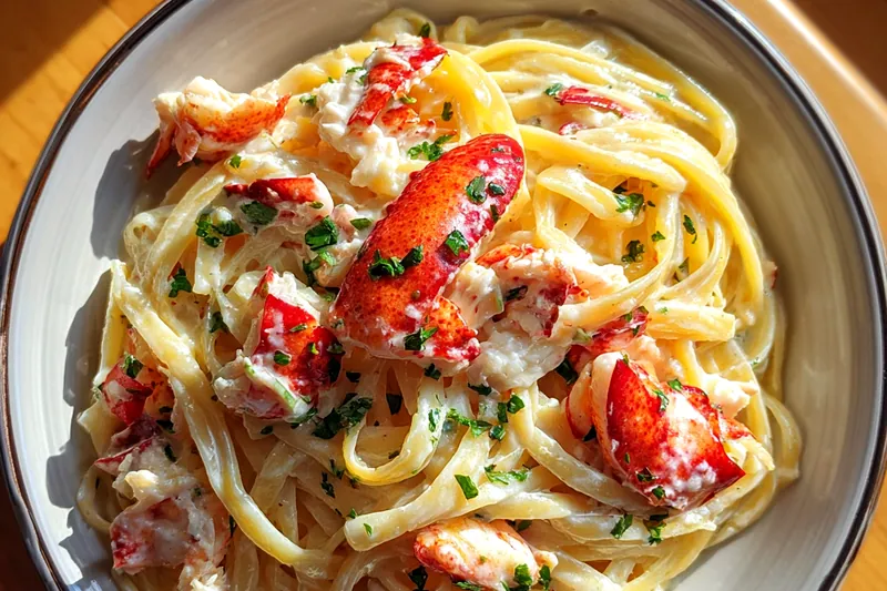 Fresh ingredients for Creamy Lobster Pasta
