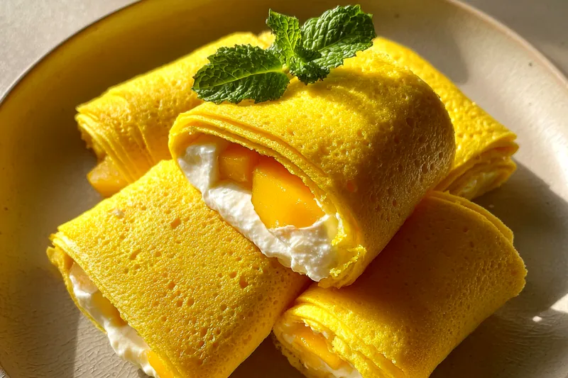 Fresh ingredients for Creamy Mango Pancake Delight