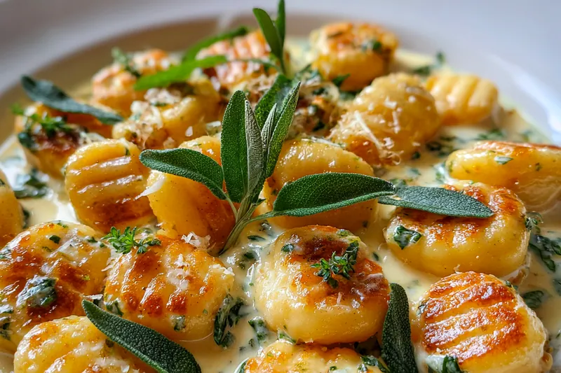 Fresh ingredients for Creamy Millionaire Gnocchi Delight, including gnocchi, cream, and vegetables.