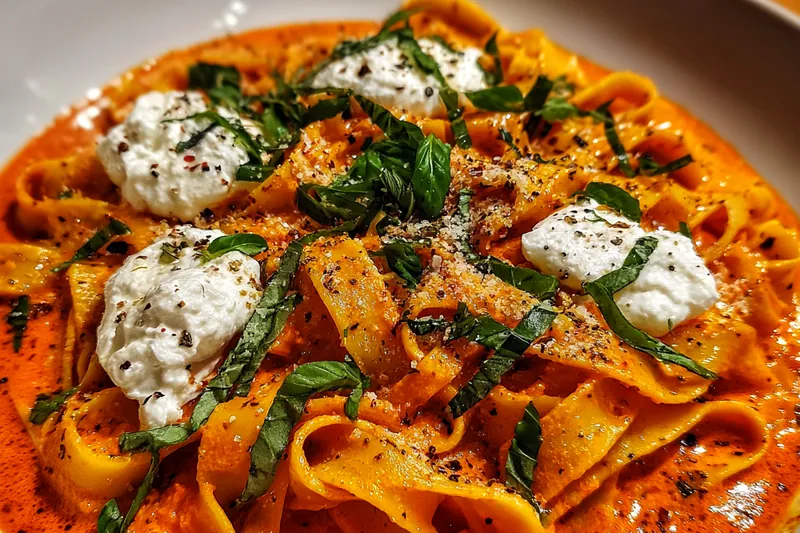 Fresh ingredients for Creamy Red Pepper Pasta