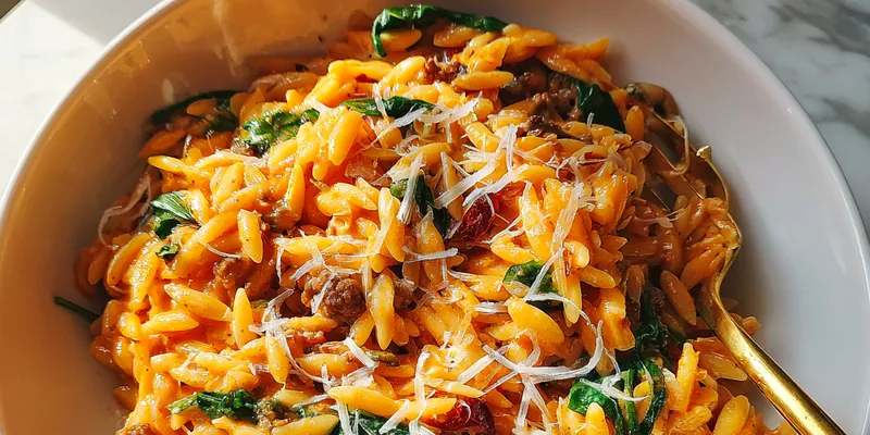 Delicious Creamy Tomato Orzo Delight served on a plate