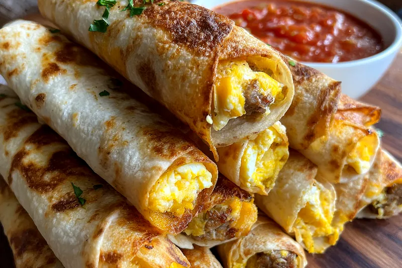 Cooking process for Crispy Breakfast Taquitos