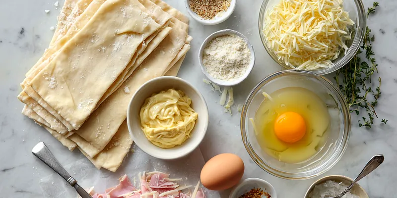 Crispy Ham &amp; Cheese Puff Pastry Stacks