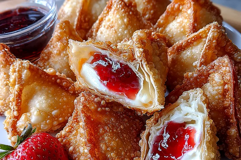 Fresh ingredients for Crispy Strawberry Cream Bites