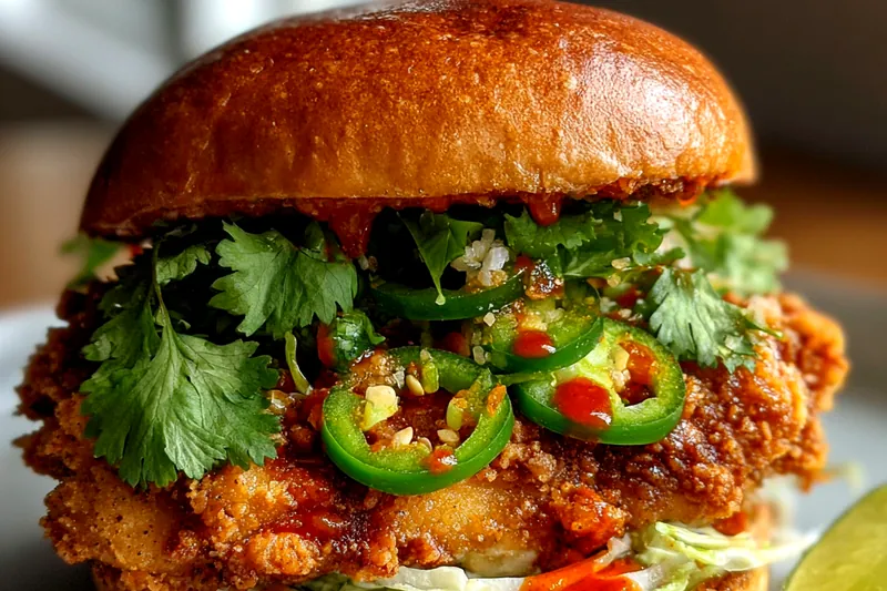Cooking process for Crispy Thai Chicken Sandwich