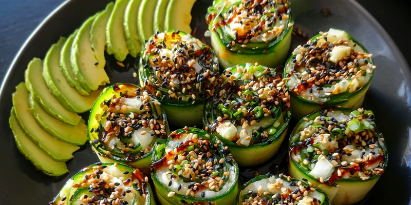 Crunchy Cucumber Chicken Roll Ups