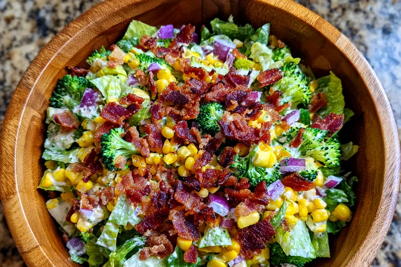 The cooking process of crispy bacon for Delicious Bacon Ranch Salad, highlighting the sizzling and browning.