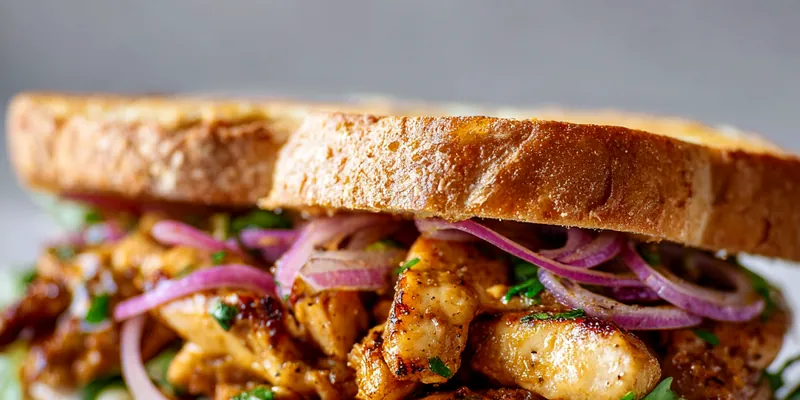 Delicious Chicken Garlic Sandwich with Herb Mayo on a plate