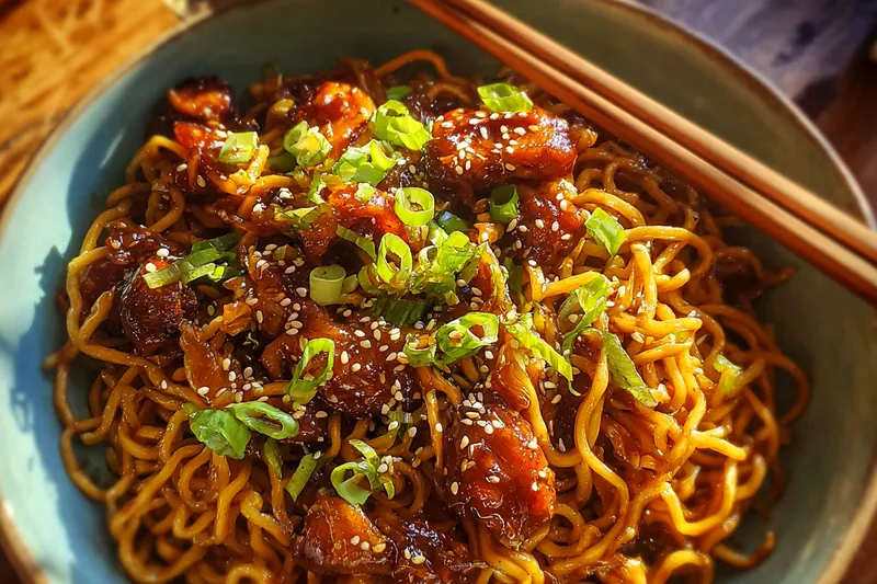 Cooking process for Delicious Sticky Garlic Noodles