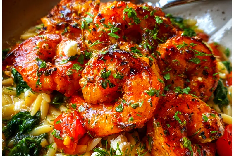 Fresh ingredients for Delightful Grilled Shrimp Orzo