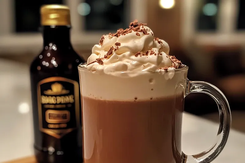 Chef Mitchell stirring a pot of Decadent Hot Chocolate Delight on the stove, ensuring the perfect melt of chocolate.