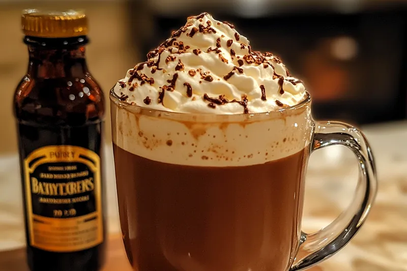 All ingredients laid out for Decadent Hot Chocolate Delight, including chocolate, milk, and whipped cream.