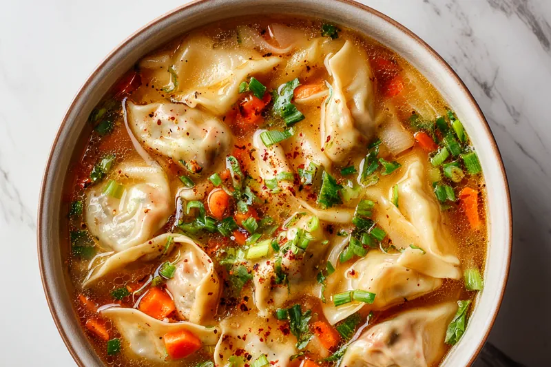 Cooking process of Easy Potsticker Soup in a pot