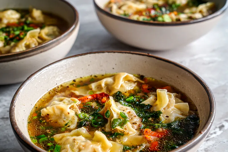 Visual display of ingredients for Easy Potsticker Soup