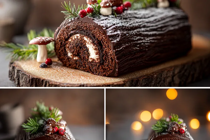 Fresh ingredients for Festive Chocolate Yule Log
