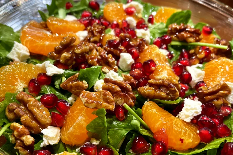 The process of preparing colorful ingredients for Festive Christmas Salad Delight, showcasing the vibrant colors and textures.