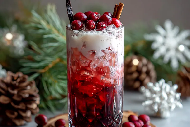 Fresh ingredients for Festive Cranberry Vanilla Beverage
