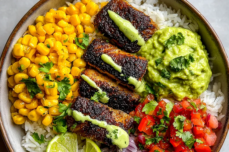 Cooking process for Flavorful Blackened Fish Bowls