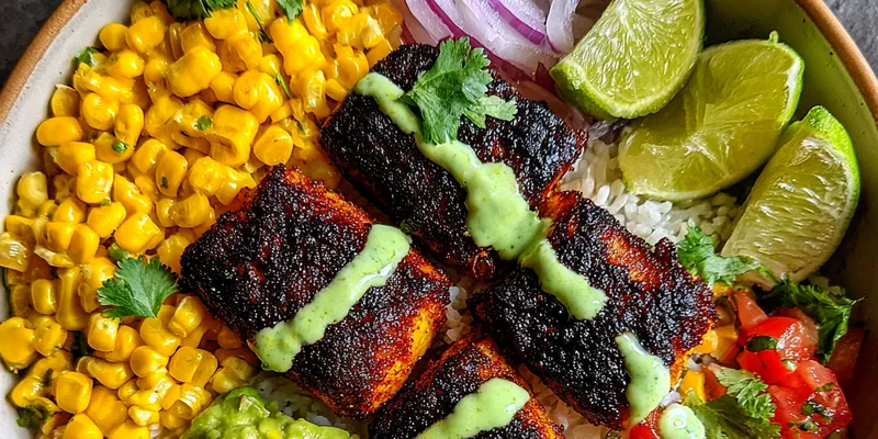 Delicious Flavorful Blackened Fish Bowls served on a plate