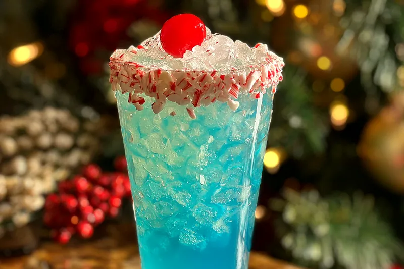 An appealing display of the ingredients used to make Frosty Snowman Cocktail, including vodka, coconut cream, and marshmallows.