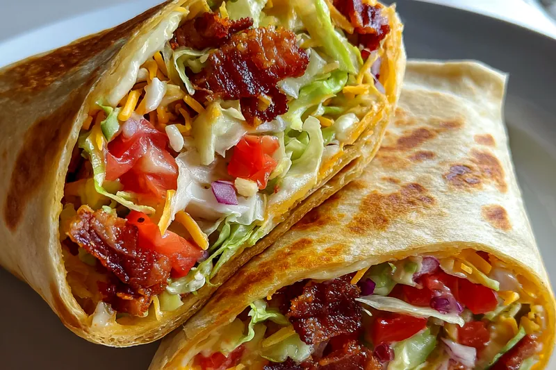 Cooking process for Grilled Bacon Lettuce Wrap