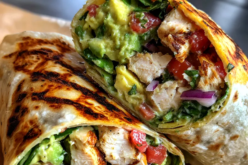 Cooking process for Grilled Chicken Avocado Wraps