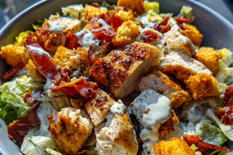 Cooking process for Grilled Chicken Bacon Salad