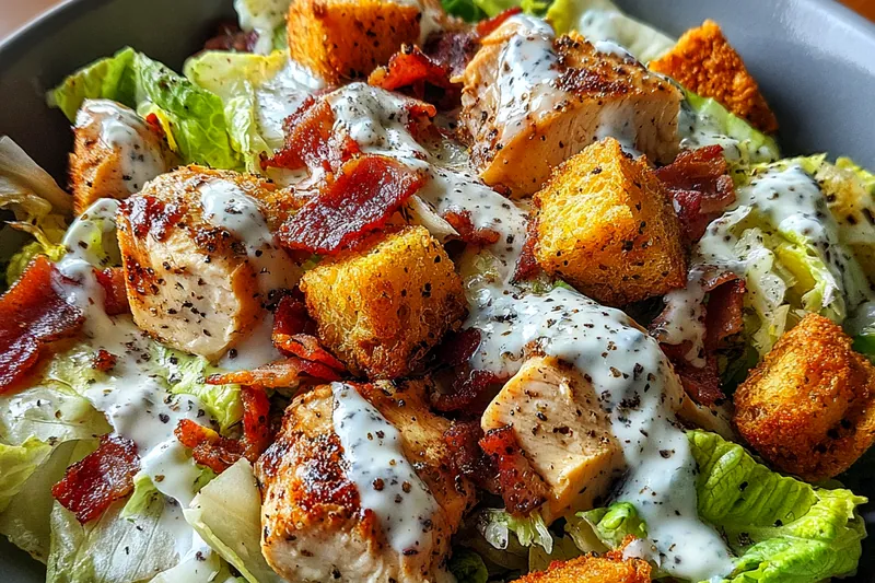 Fresh ingredients for Grilled Chicken Bacon Salad