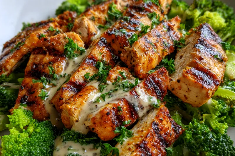 Fresh ingredients for Grilled Chicken Broccoli Bowl