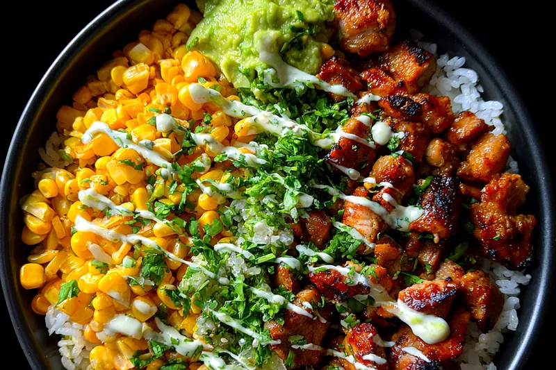 Cooking process for Grilled Chicken Corn Bowl