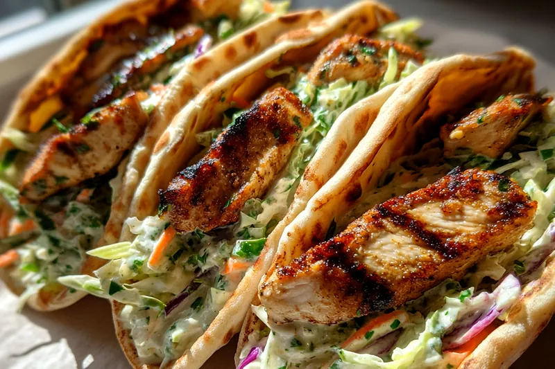 Fresh ingredients for Grilled Chicken Pita Delight