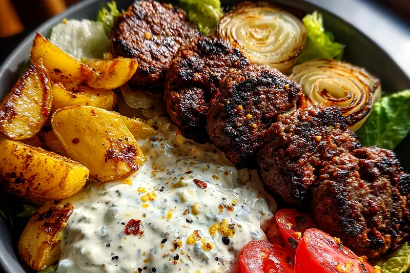 Cooking process for Grilled Meat Bowl with Creamy Sauce